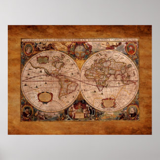 Affiches Carte de l'Ancien Monde 1630 de Henricus Hondius