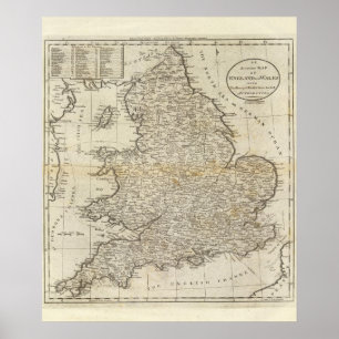 Affiches Carte de l'Angleterre et du Pays de Galles