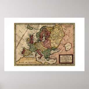 Affiches Carte de l'antiquaire 1721 de l'Europe par la