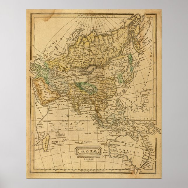 Affiches Carte de l'Asie par Worcester (Devant)