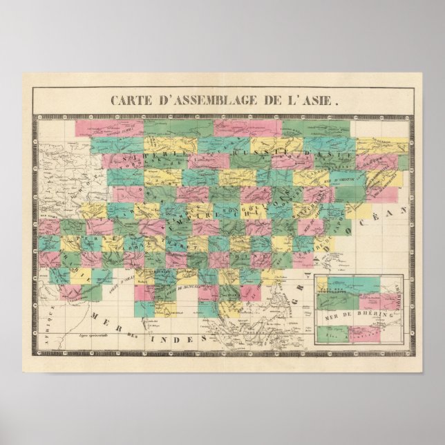 Affiches Carte de l'Assemblée de l'Asie (Devant)