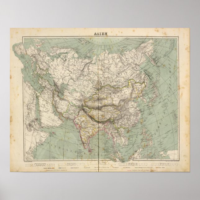 Affiches Carte de l'Atlas asiatique montrant les divisions  (Devant)