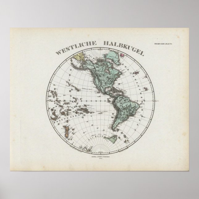 Affiches Carte de l'Atlas de l'hémisphère occidental (Devant)