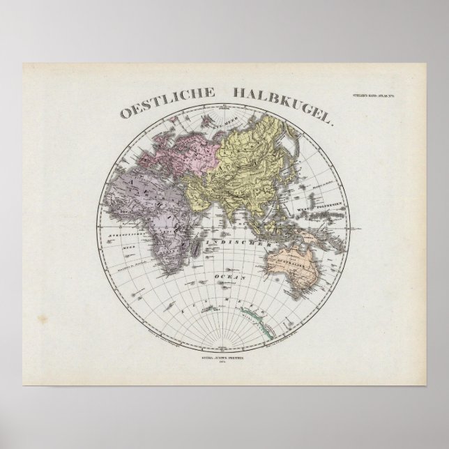Affiches Carte de l'Atlas de l'hémisphère oriental (Devant)
