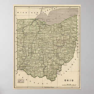 Affiches Carte de l'Atlas de l'Ohio