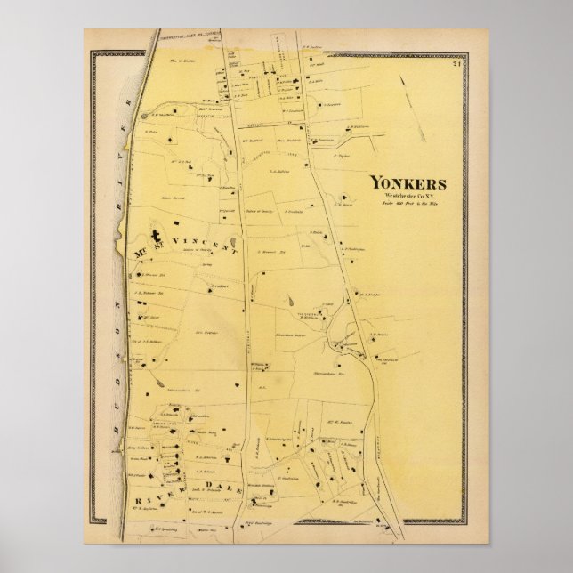 Affiches Carte de l'Atlas de River Dale et Mt St Vincent (Devant)