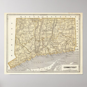 Affiches Carte de l'Atlas du Connecticut