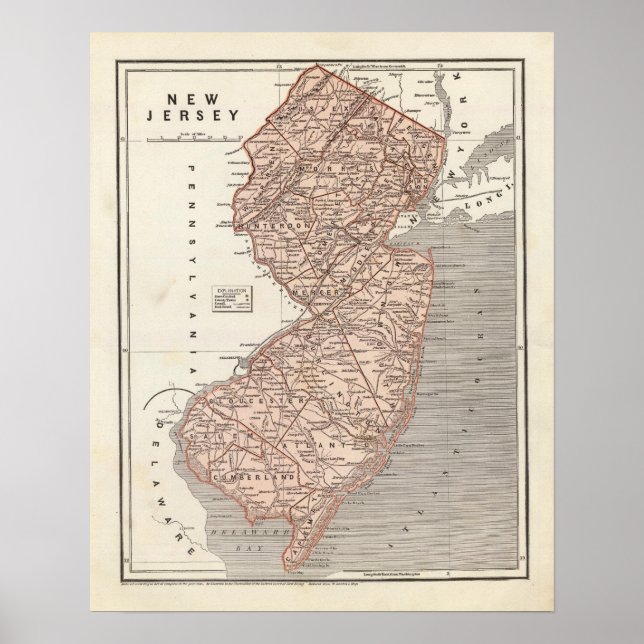 Affiches Carte de l'Atlas du New Jersey (Devant)