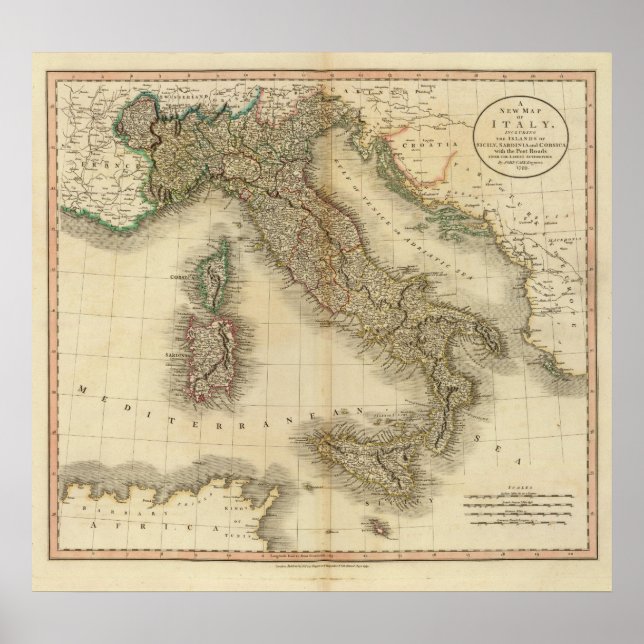 Affiches Carte de l'Atlas italien (Devant)