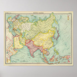 Affiches Carte de l'atlas politique asiatique