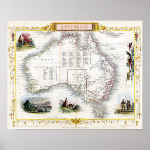 Affiches Carte de l'Australie 1851