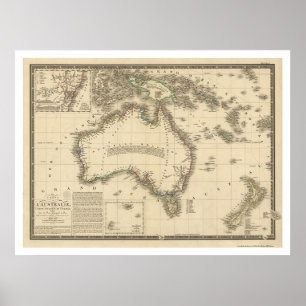 Affiches Carte de l'Australie dessinée par Adrien Hubert