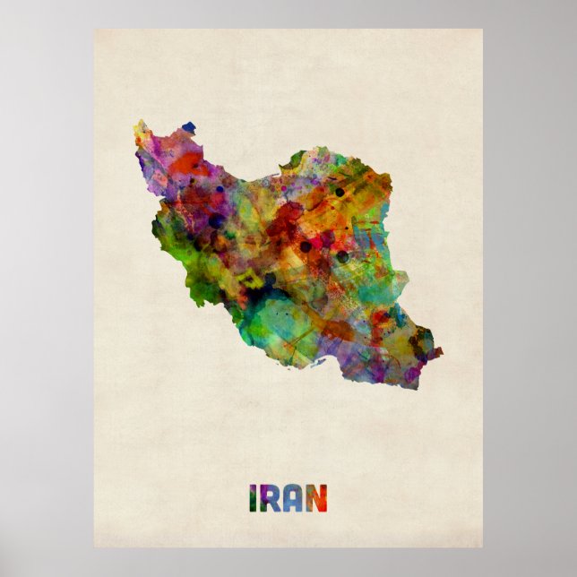 Affiches Carte de l'eau de l'Iran (Devant)