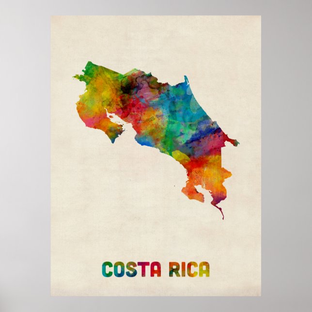 Affiches Carte de l'eau du Costa Rica (Devant)