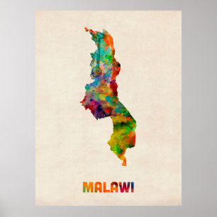 Affiches Carte de l'eau du Malawi