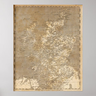 Affiches Carte de l'Ecosse par Arrowsmith
