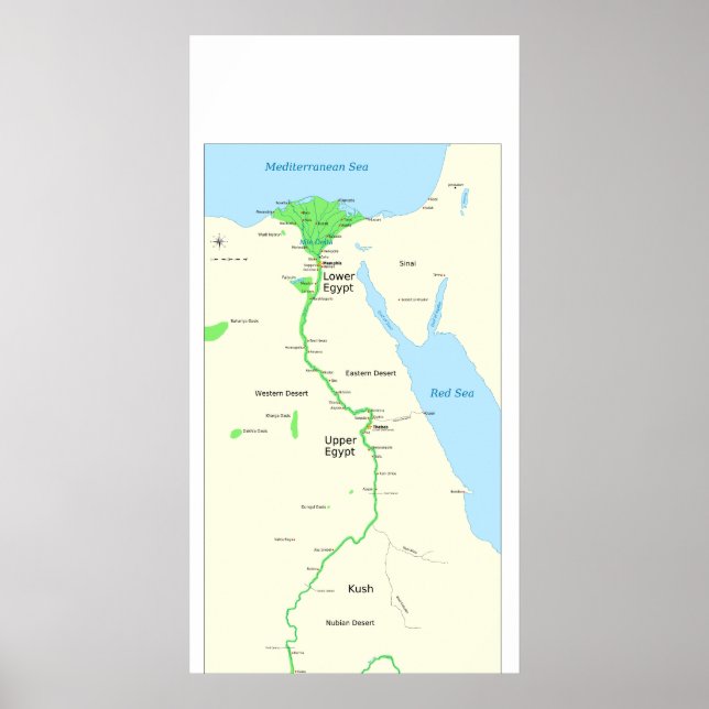 Affiches Carte de l'Egypte ancienne pendant la période dyna (Devant)