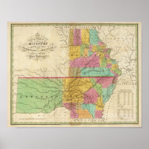 Affiches Carte de l'état du Missouri