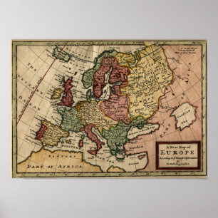 Affiches Carte de l'Europe 1721