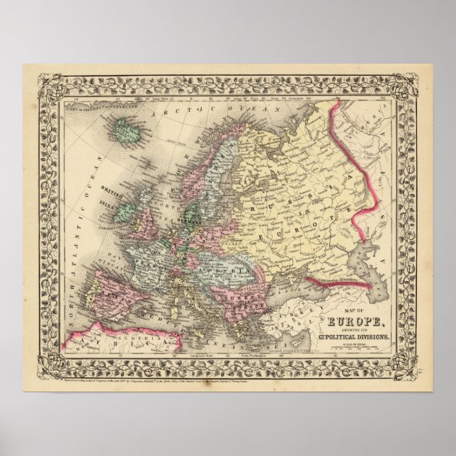 Affiches Carte de l'Europe par Mitchell (Devant)