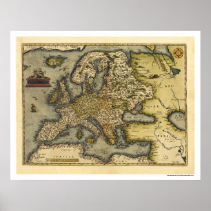 Affiches Carte De L'Europe Par Ortelius 1570