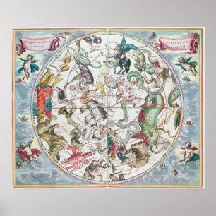 Affiches Carte de l'hémisphère Sud