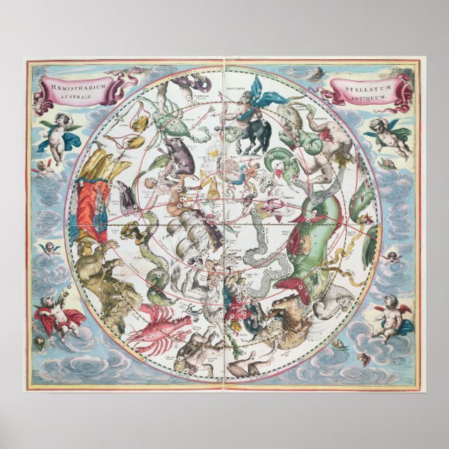 Affiches Carte de l'hémisphère Sud (Devant)