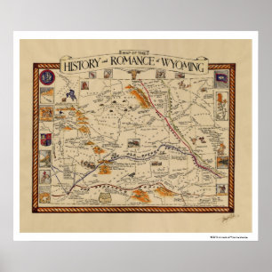 Affiches Carte de l'histoire et Romance du Wyoming