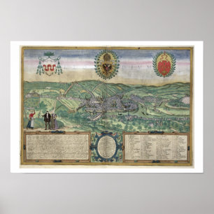 Affiches Carte de Liege, de 'Civitates Orbis Terrarum' par 