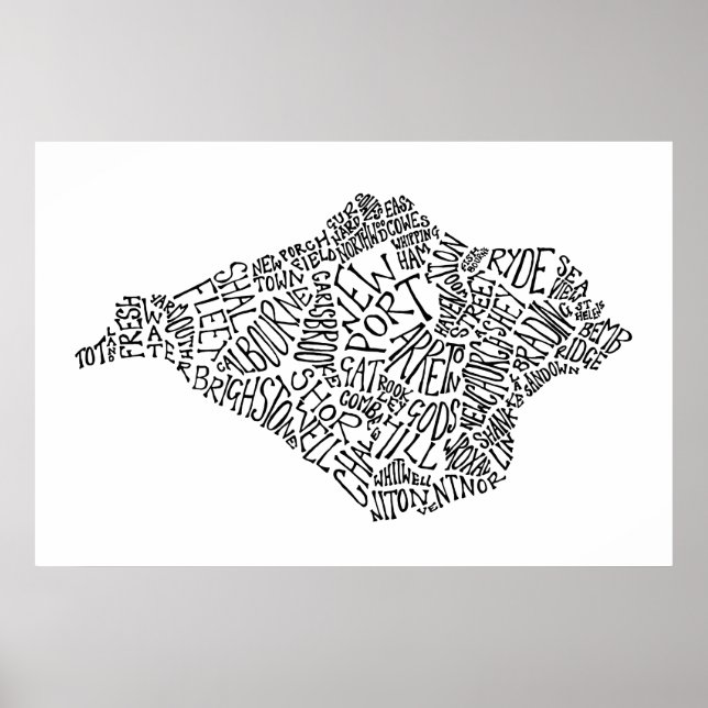 Affiches Carte de l'île de Wight (Devant)