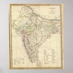 Affiches Carte de l'index India XII