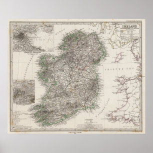 Affiches Carte de l'Irlande par Stieler