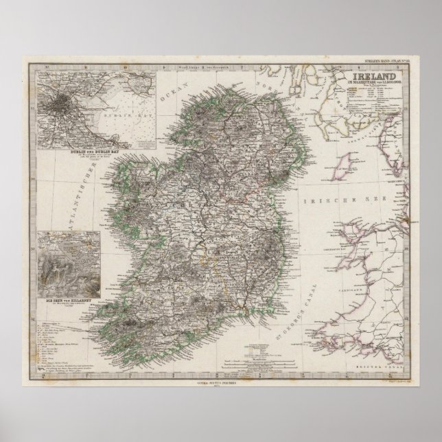Affiches Carte de l'Irlande par Stieler (Devant)