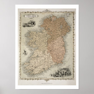 Affiches Carte de l'Irlande, publiée c.1850 (coloré à la ma
