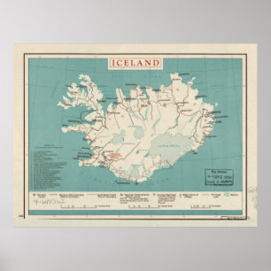 Affiches Carte de l'Islande (vers 1959)