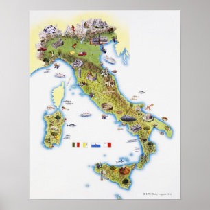Affiches Carte de l'Italie