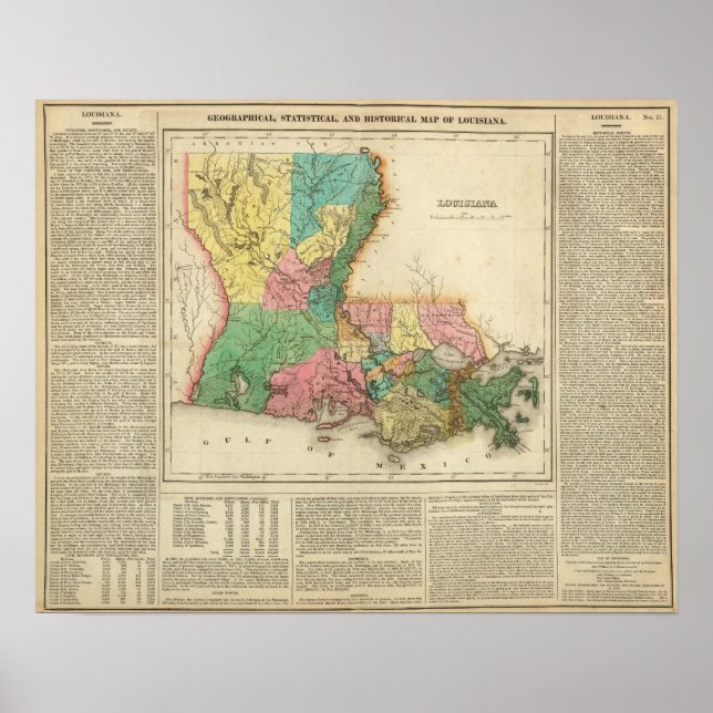 Affiches Carte De Louisiane (Devant)
