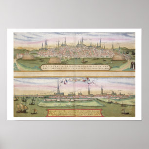 Affiches Carte de Lubeck et Hambourg, de 'Civitates Orbis T