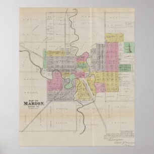 Affiches Carte de Marion, le comté de Marion, le Kansas