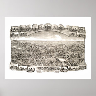 Affiches Carte de Medford occidental, le Massachusetts en