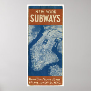 AFFICHES CARTE DE MÉTRO NEW YORK 1940