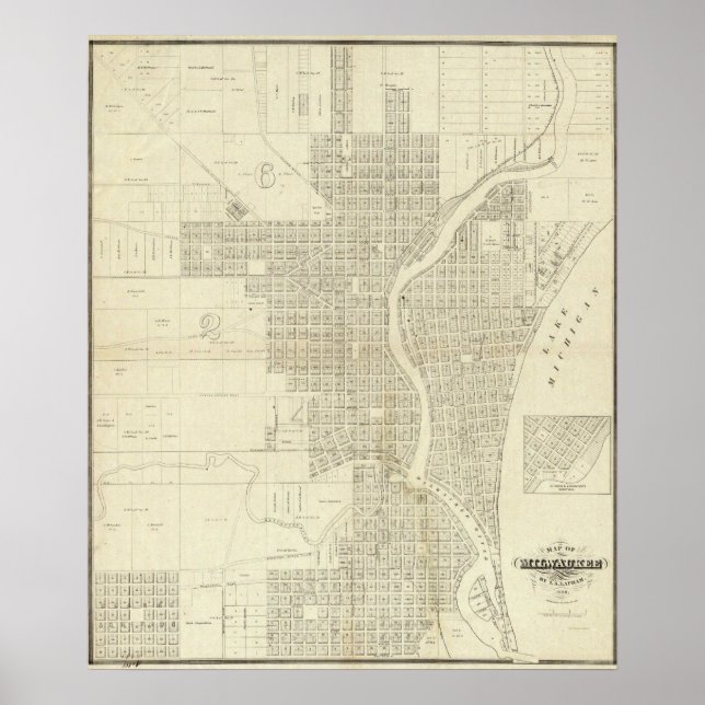 Affiches Carte de Milwaukee (Devant)