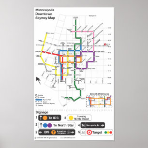 Affiches Carte de Minneapolis Skyway