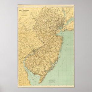 Affiches Carte de New Jersey