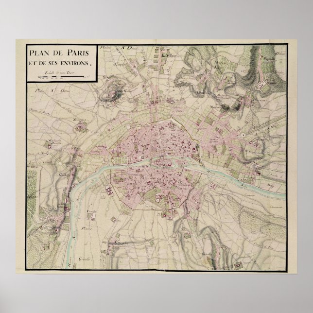 Affiches Carte de Paris et de ses environs (Devant)