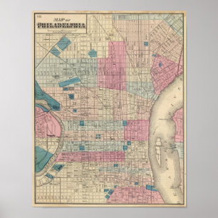 Affiches Carte de Philadelphie, Pennsylvanie