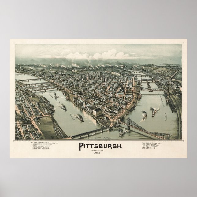 Affiches Carte de Pittsburgh (Fowler) - 1902, BigMapBlog.co (Devant)