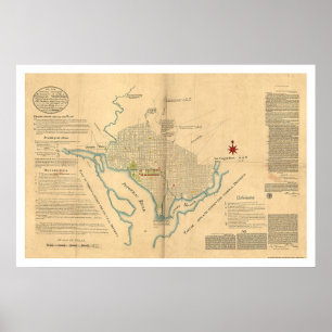 Affiches Carte de plan de Washington DC par L'Enfant 1791