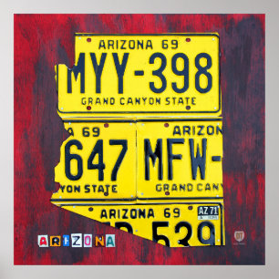 Affiches Carte de plaque minéralogique de l'Arizona