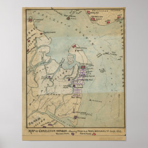 Affiches Carte de port de Charleston